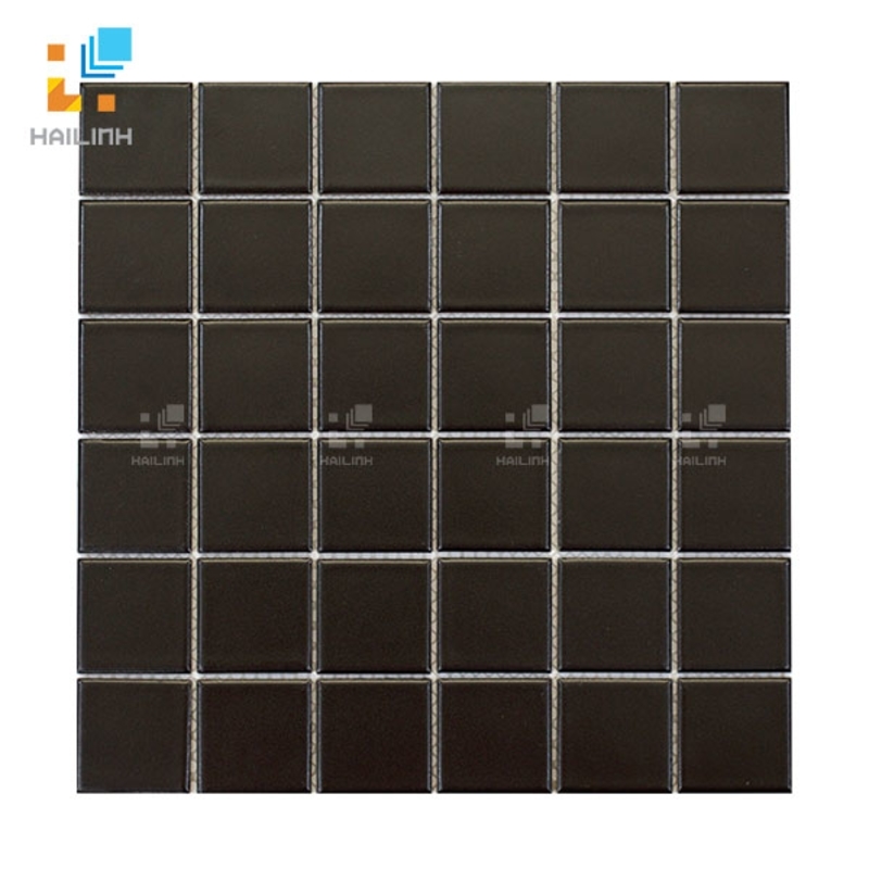 Ảnh Gạch Mosaic HLMST330384 gốm trơn màu đen 1
