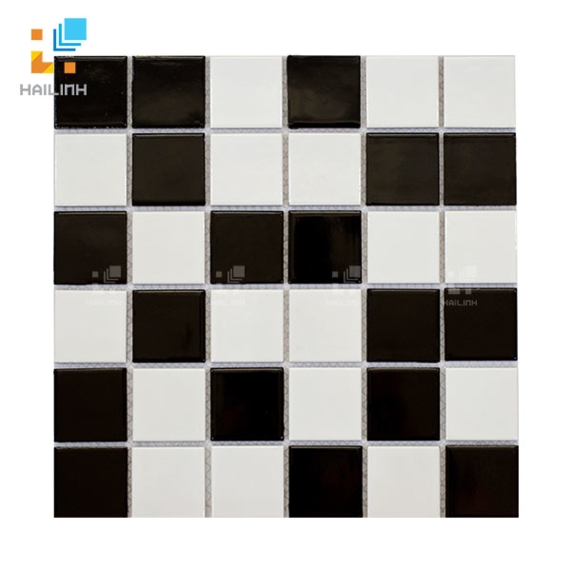 Ảnh Gạch Mosaic HLMST330353 gốm rạn màu đen-trắng 1