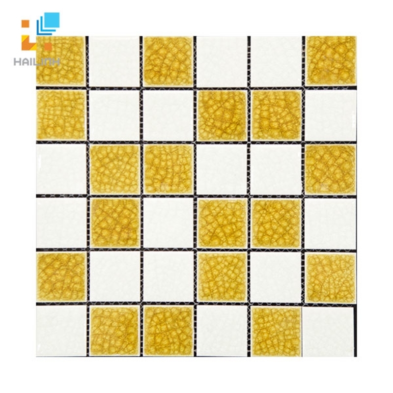 Ảnh Gạch Mosaic HLMST330352 gốm rạn màu trắng-vàng 1