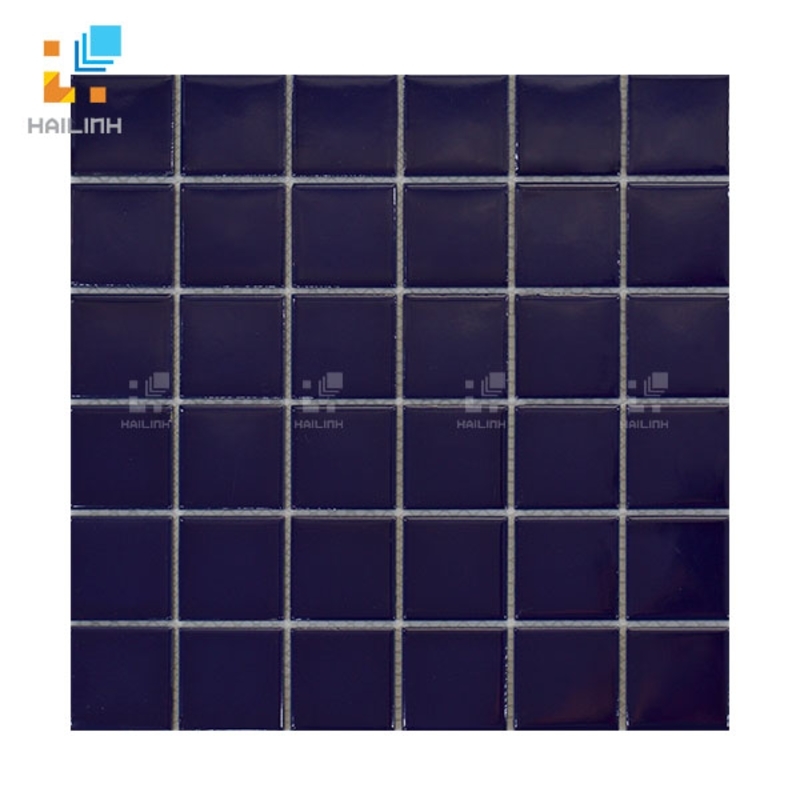 Ảnh Gạch Mosaic HLMST330386 gốm trơn màu xanh đậm 1