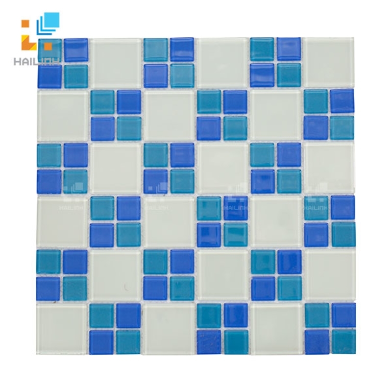 Ảnh Gạch Mosaic HLMST330396 màu xanh trắng 1