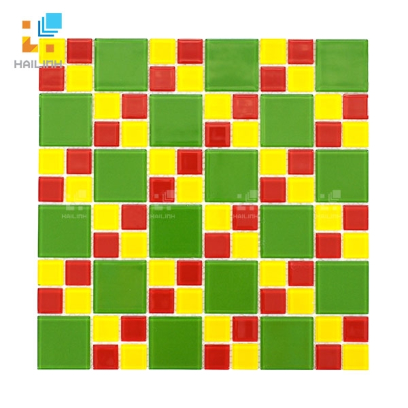 Ảnh Gạch Mosaic HLMST330395 màu xanh đỏ vàng 1