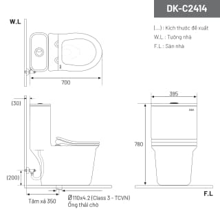 Ảnh Bồn cầu 1 khối D&K DK-C2414 2