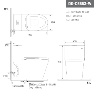 Ảnh Bồn cầu âm tường D&K DK-C3909-W 2