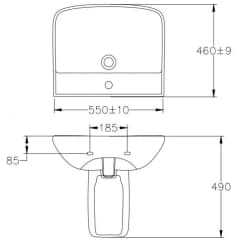 Ảnh Chậu rửa treo tường JOMOO 12809-1/11P-I011 2