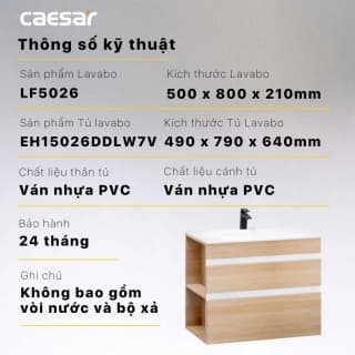 Ảnh Bộ tủ chậu Caesar LF5026 + EH15026DDLW7V 2