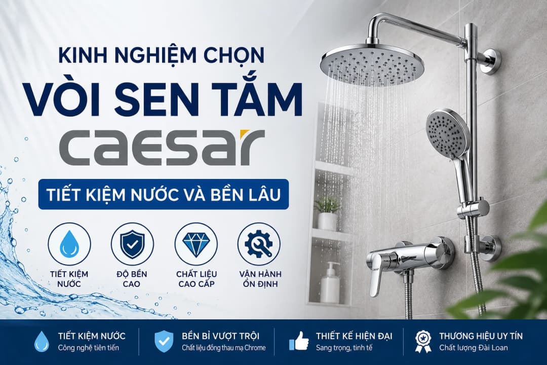 Kinh nghiệm chọn vòi sen tắm Caesar tiết kiệm nước và bền lâu