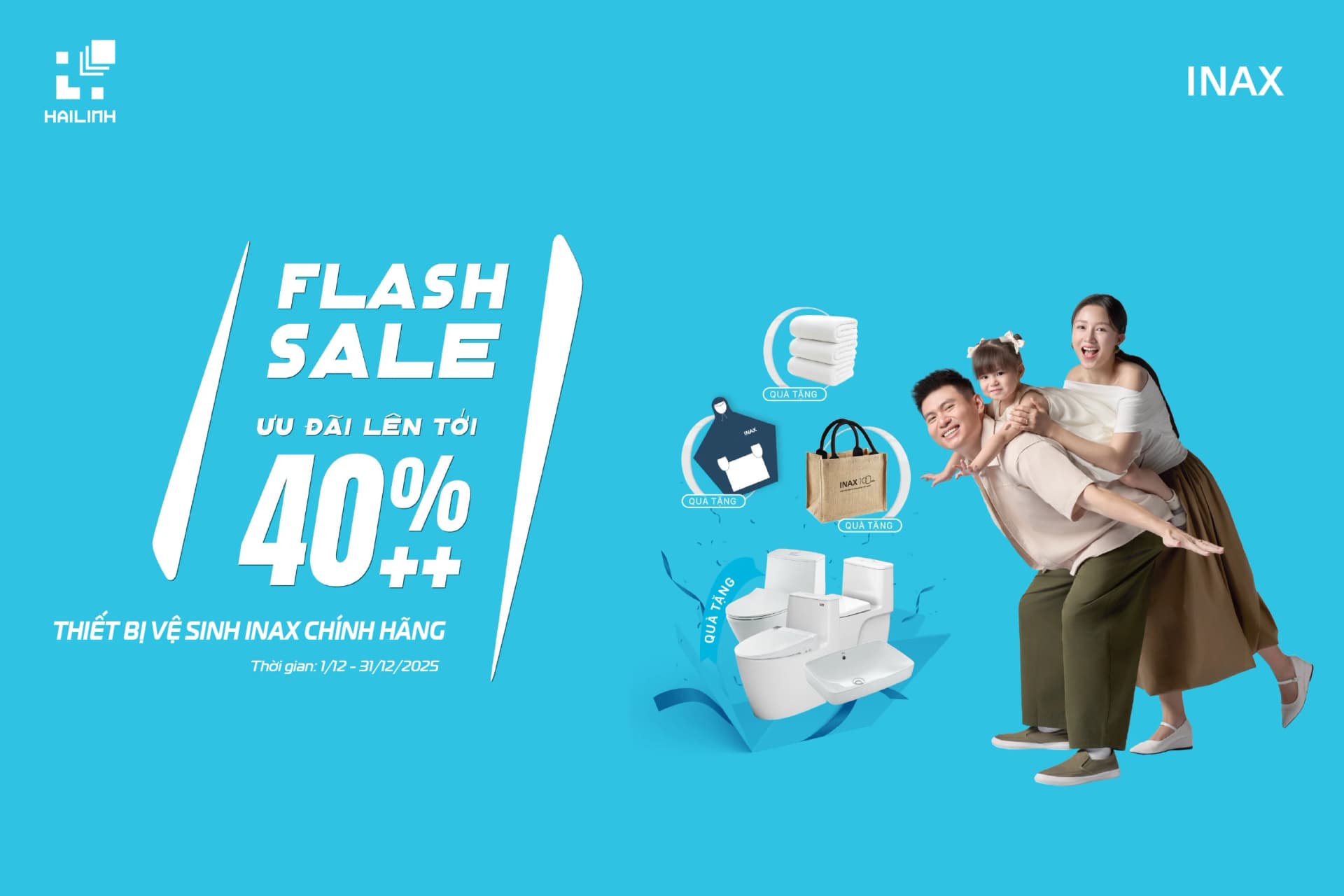 THÁNG TRI ÂN - ĐẠI TIỆC KHUYẾN MẠI INAX - GIẢM SỐC ĐẾN 40% TẠI SHOWROOM HẢI LINH