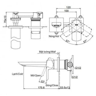 Ảnh Vòi chậu gắn tường TOTO TLG02310BB+ 2