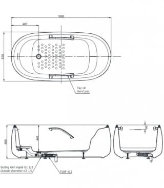Ảnh Bồn tắm đặt sàn TOTO PJY1744PWEN/TVBF412 2