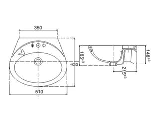 Ảnh Chậu rửa treo tường Viglacera VTL2 3