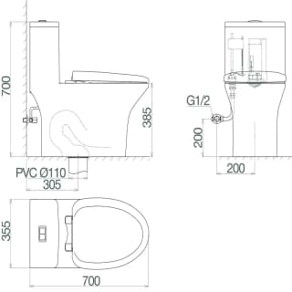 Ảnh Bồn cầu 1 khối Fansipan V700 (V72) 6