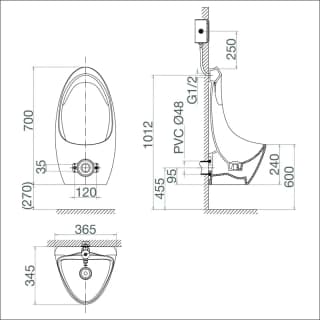 Ảnh Bồn tiểu nam Viglacera T9 (Xả nhấn) 7