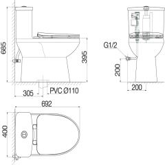 Ảnh Bồn cầu 1 khối Viglacera V811 2