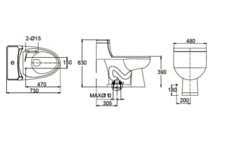 Ảnh Bồn cầu 1 khối Bravat C2183W-3A-ENG 2