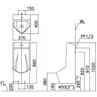 Ảnh Bồn tiểu nam Caesar UA0283 2