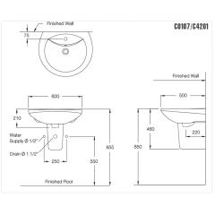 Ảnh Chậu rửa chân lửng Cotto C0107/C4201 2