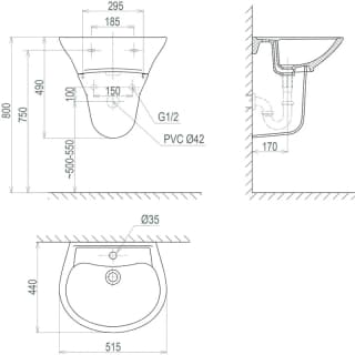 Ảnh Chậu rửa treo tường Sanfi S507 3