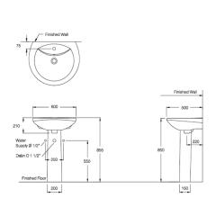 Ảnh Chậu rửa treo tường Cotto C0107 2
