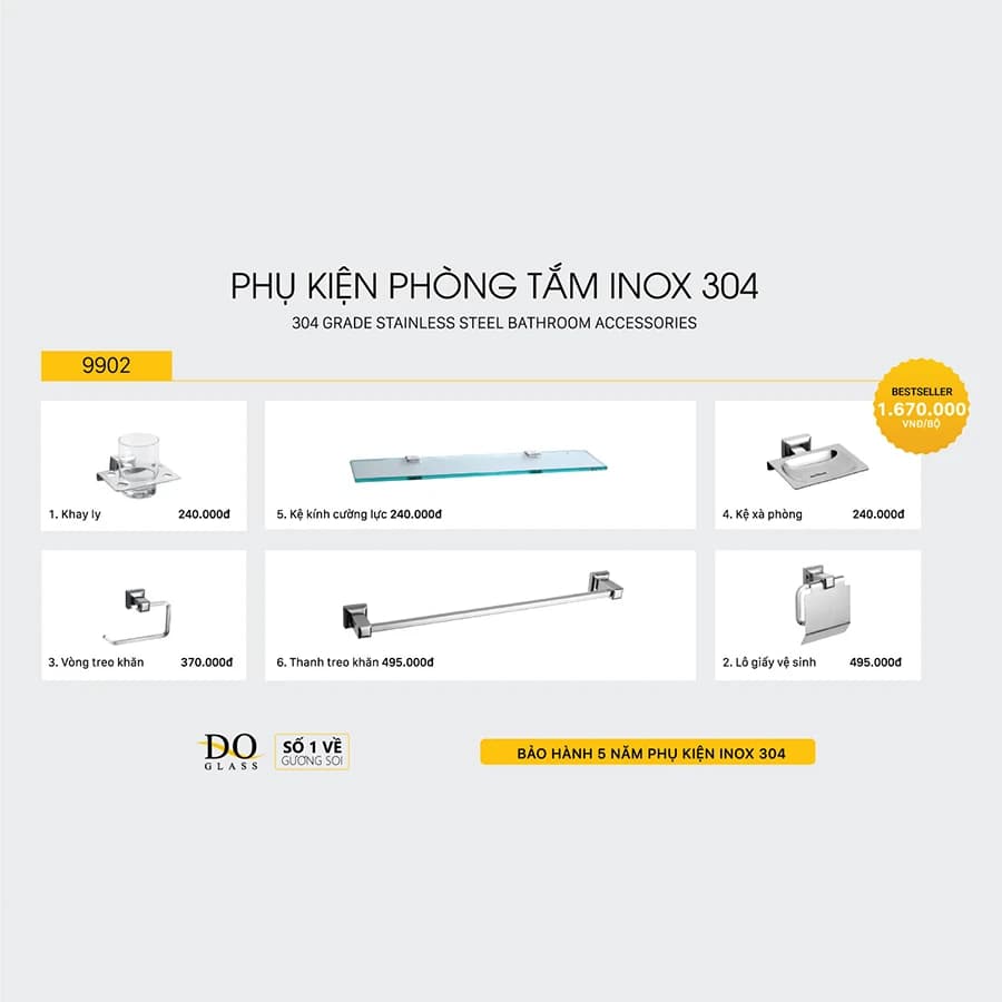 Bộ phụ kiện phòng tắm Đình Quốc DQ9902