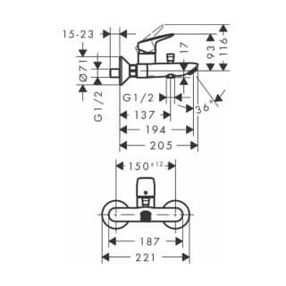 Ảnh Bộ trộn sen tắm Hansgrohe 71400000 2