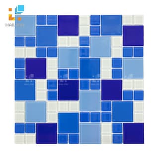 Ảnh Gạch Mosaic thủy tinh HLMST330394 màu xanh trắng 1