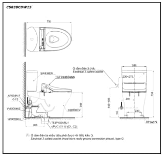 Ảnh Bồn cầu điện tử TOTO CS838CDW15 2