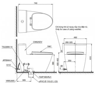Ảnh Bồn cầu 1 khối TOTO MS625DE4 3