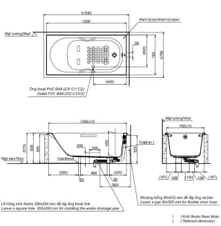 Ảnh Bồn tắm nhựa TOTO PAY1510V/TVBF411 2