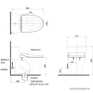 Ảnh Bồn cầu 1 khối TOTO MS855DE4 3