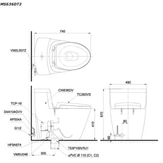 Ảnh Bồn cầu 1 khối TOTO MS636DT2 2