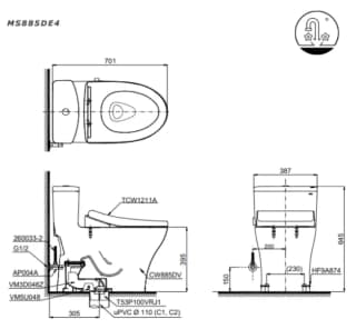 Ảnh Bồn cầu 1 khối TOTO MS885DE4 2