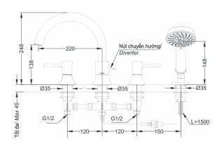 Ảnh Vòi xả bồn tắm TOTO TBS02202BA 2