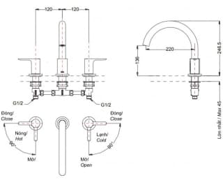 Ảnh Vòi xả bồn nóng lạnh TOTO TBS01201BA 2