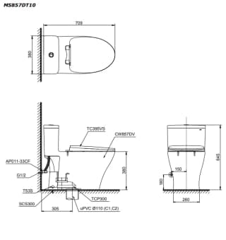 Ảnh Bồn cầu 1 khối TOTO MS857DT10 2