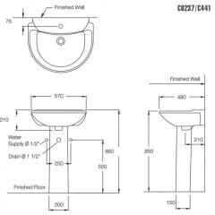 Ảnh Chậu rửa treo tường COTTO C0237/C411 2