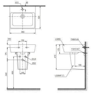 Ảnh Chậu rửa treo tường TOTO LHT328C 2