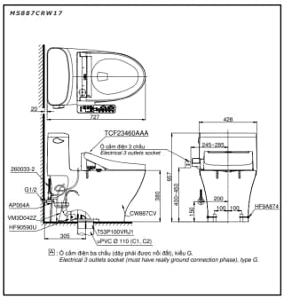 Ảnh Bồn cầu điện tử TOTO MS887CRW17 2