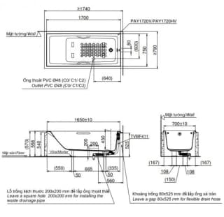 Ảnh Bồn tắm nhựa TOTO PAY1720HV/TVBF411 2