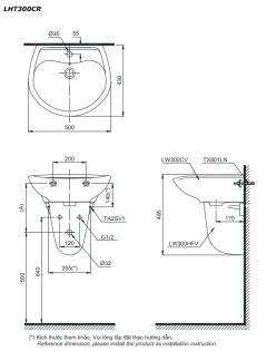 Ảnh Chậu rửa treo tường TOTO LHT300CR 2