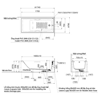 Ảnh Bồn tắm nhựa TOTO PAY1720V/TVBF411 2
