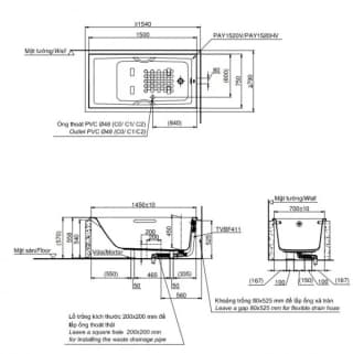 Ảnh Bồn tắm nhựa TOTO PAY1520HV/TVBF411 2