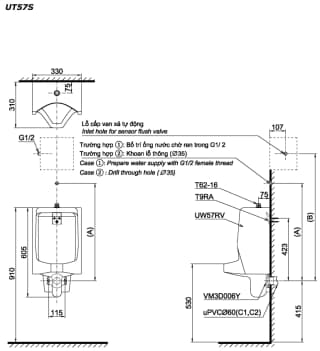 Ảnh Bồn tiểu nam treo tường TOTO UT57S 2