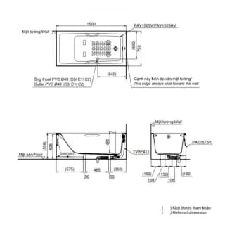 Ảnh Bồn tắm nhựa TOTO PAY1525HVC/TVBF411 2
