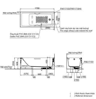 Ảnh Bồn tắm nhựa TOTO PAY1715HVC/TVBF411 2