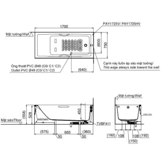 Ảnh Bồn tắm nhựa TOTO PAY1725HVC/TVBF411 2