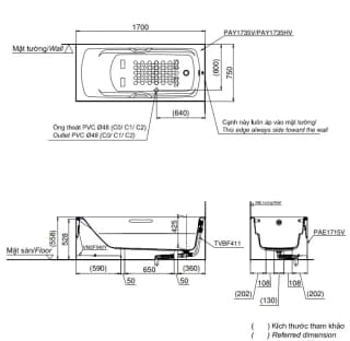 Ảnh Bồn tắm nhựa TOTO PAY1735HVC/TVBF411 2