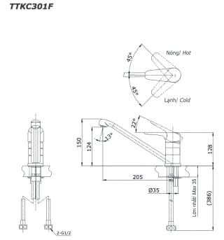 Ảnh Vòi rửa bát TOTO TTKC301FV 2