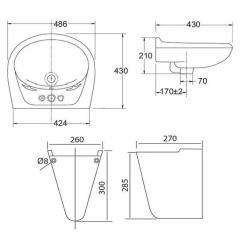 Ảnh Chậu rửa treo tường Sanfi S506+S602 2