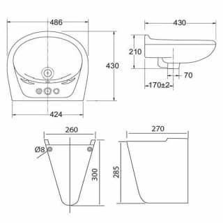 Ảnh Chậu rửa chân ngắn Sanfi S506+S602 3